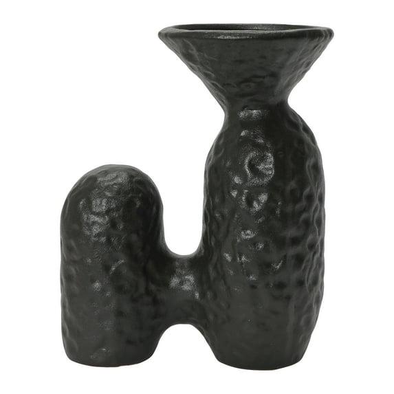 Bloomingville Textured Stoneware Sculptural Vase, Matte Black