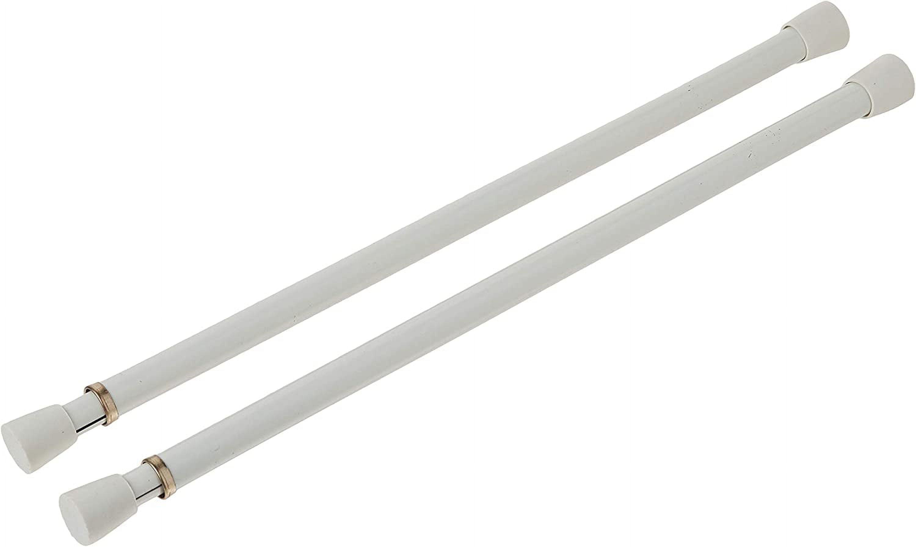 Blu-Pier Tech Spring Window Fashions 7/16-Inch Round Spring Tension Rod 11 to 18-Inch Adjustable Width - White, 2 Rods per Pack