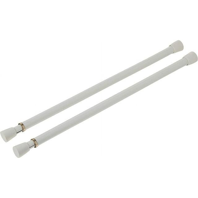 Blu-Pier Tech Spring Window Fashions 7/16-Inch Round Spring Tension Rod 11 to 18-Inch Adjustable Width - White, 2 Rods per Pack