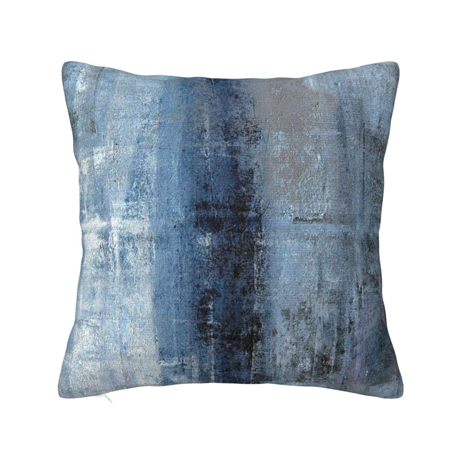 Blue and Grey Abstract Polyester Euro Pillow Cover Set