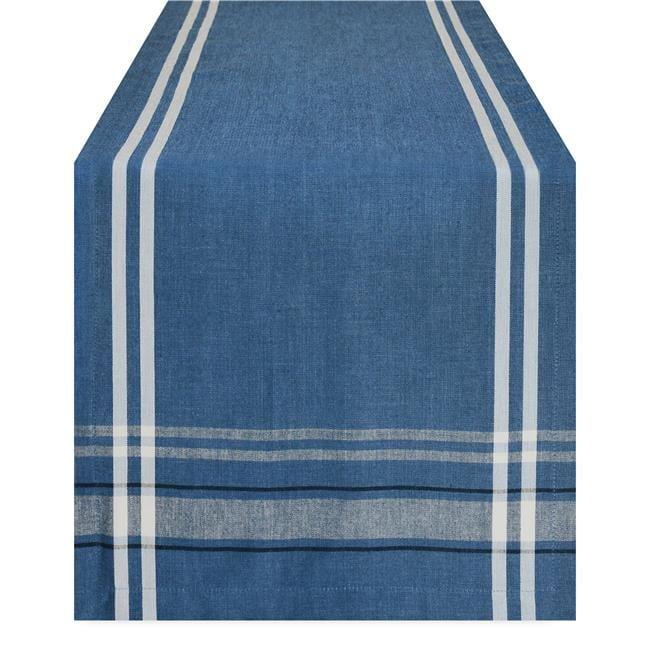 Design Imports  French Stripe Table Runner, Blue Chambray, 14X108"