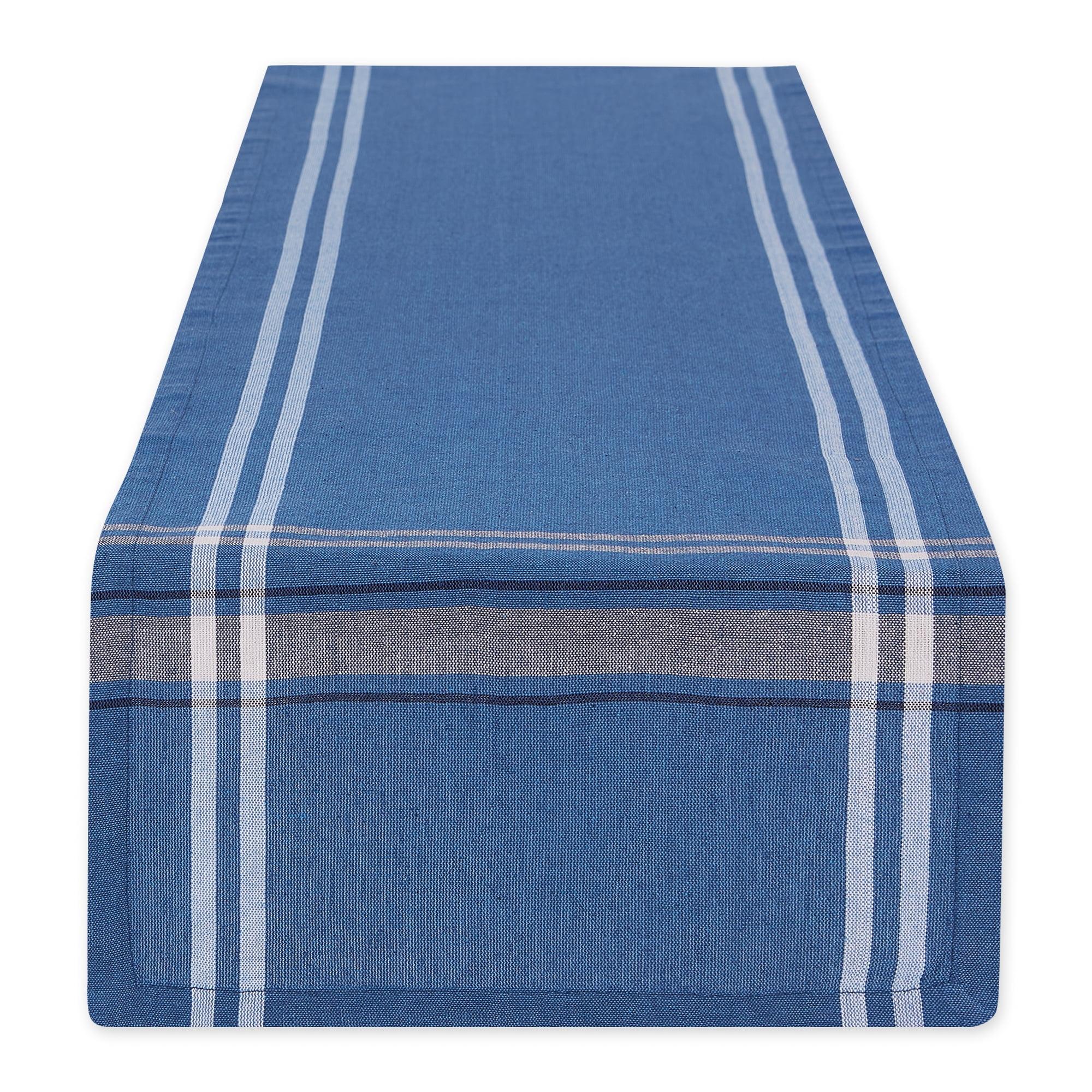 Design Imports  French Stripe Table Runner, Blue Chambray, 14X108"