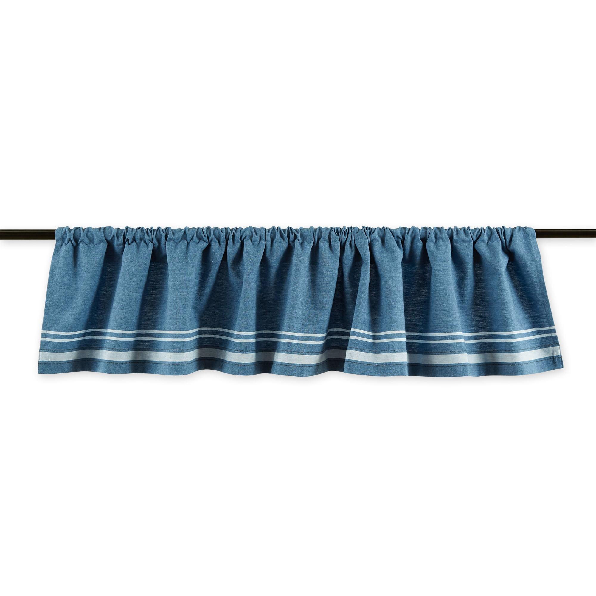 Blue Chambray French Stripe Cotton Window Valance 72x14