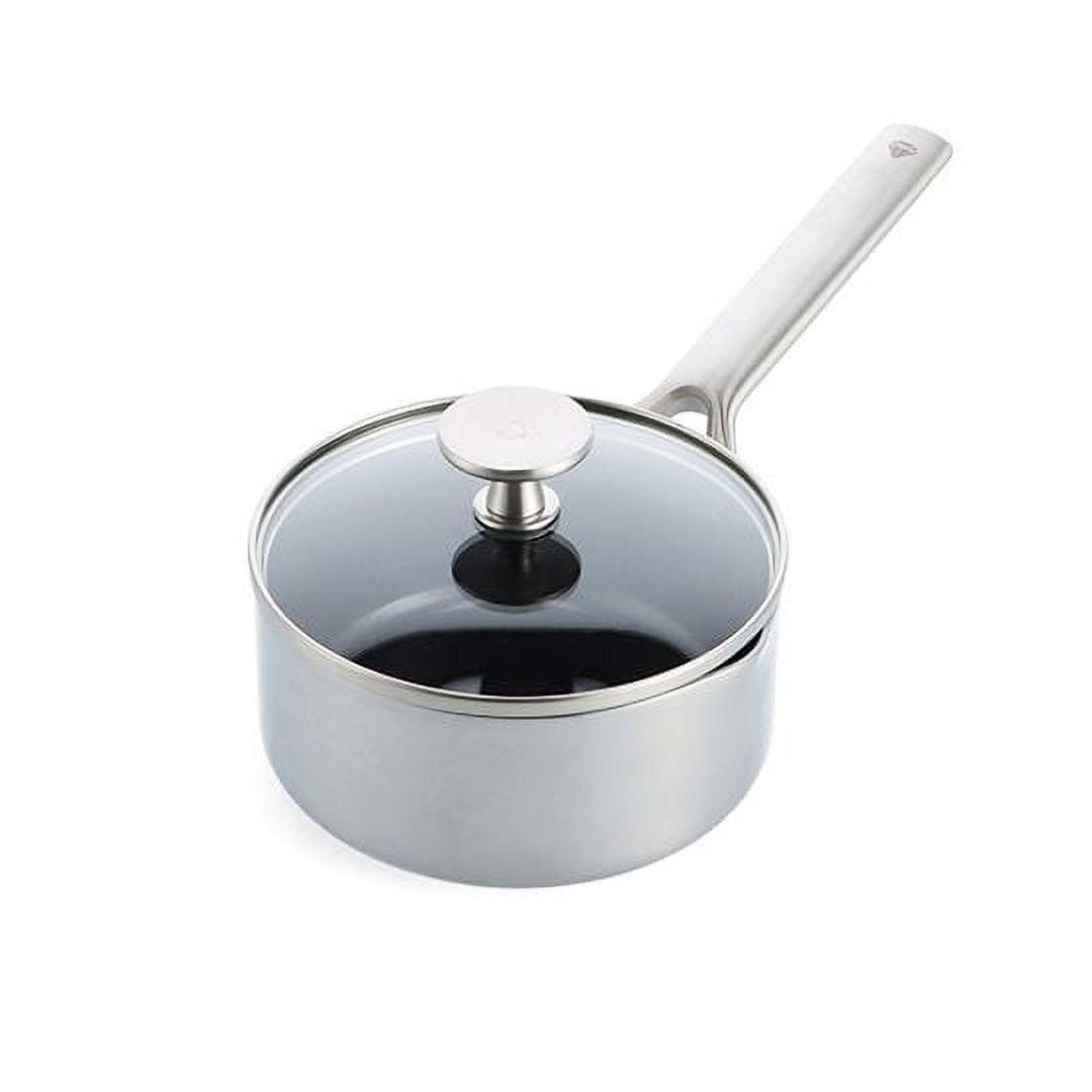 Stainless Steel Nonstick 1.6Qt Saucepan with Glass Lid