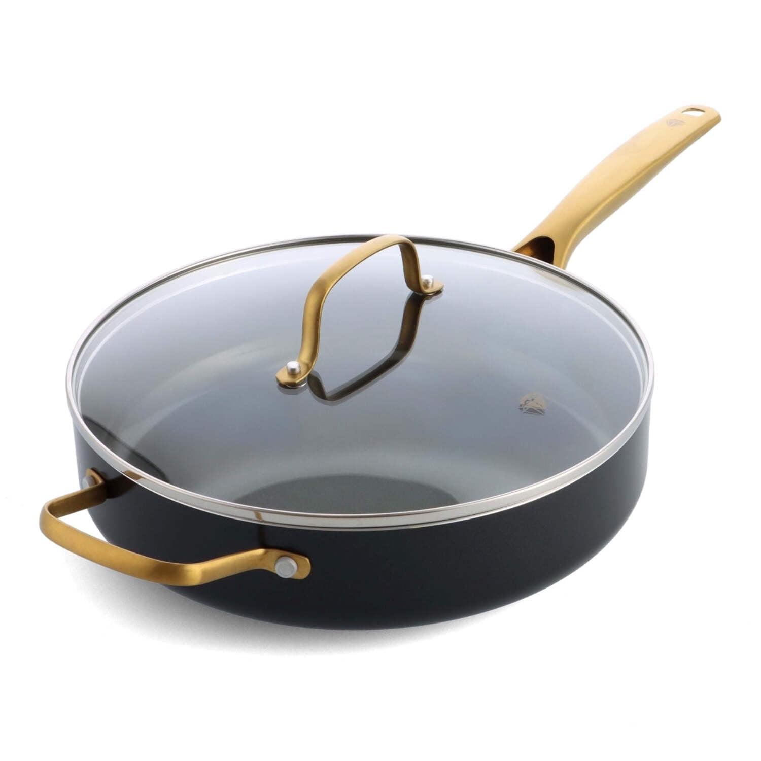 Gold and Black 4QT Nonstick Aluminum Saute Pan