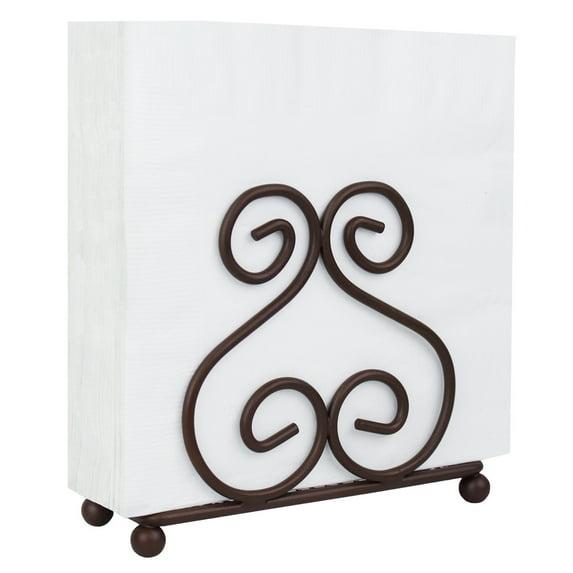 Blue Donuts Scroll Collection Steel Napkin Holder Freestanding Tissue Dispenser Organizer for Kitchen Countertop, Durable, Sturdy, Home Décor - Bronze