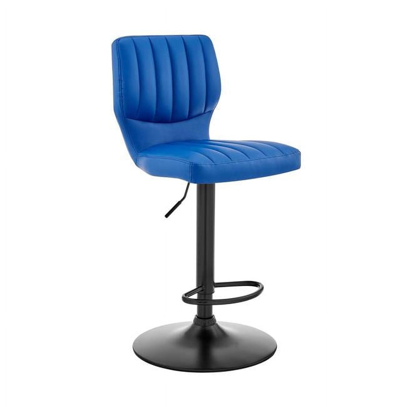 Contempo Chic 17" Blue Faux Leather & Metal Swivel Adjustable Barstool