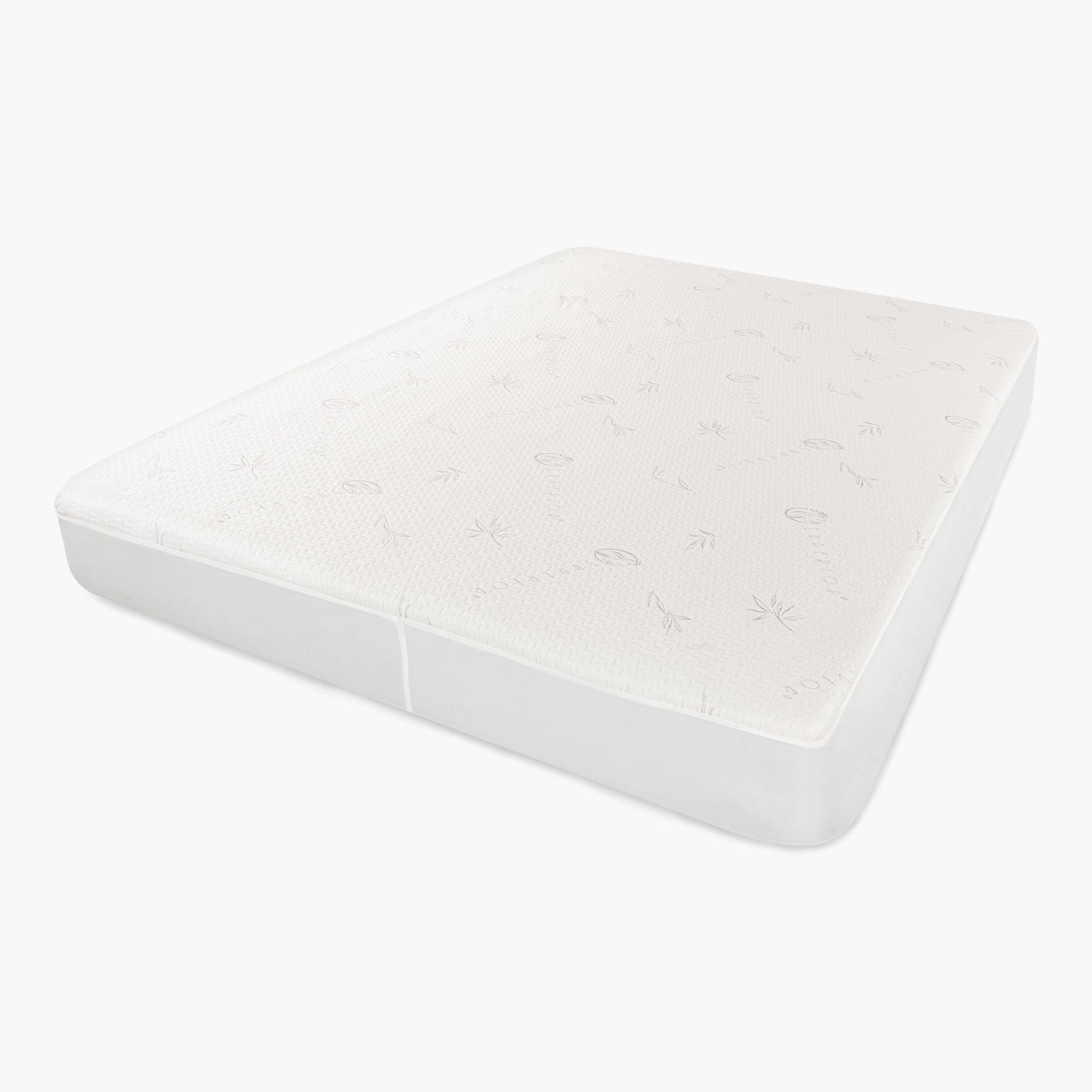 Waterproof Rayon from Bamboo and Polyester Hypoallergenic Mattress Protector, Twin, White - Blue Nile Mills