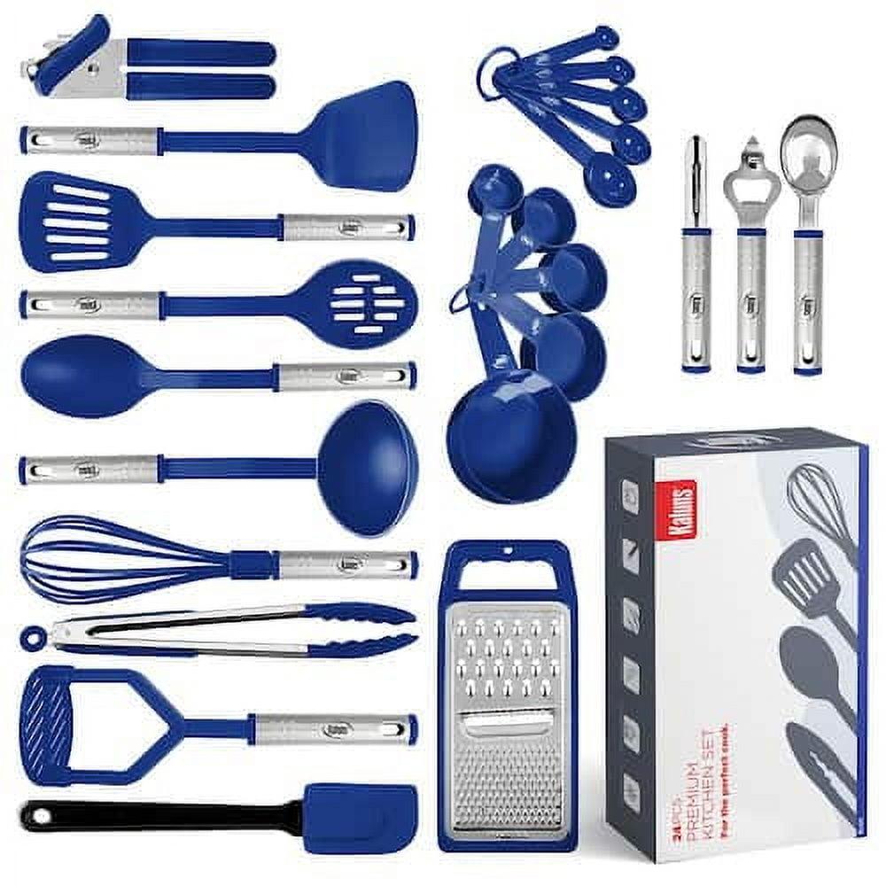 Blue Nylon and Stainless Steel 24-Piece Kitchen Utensil Set