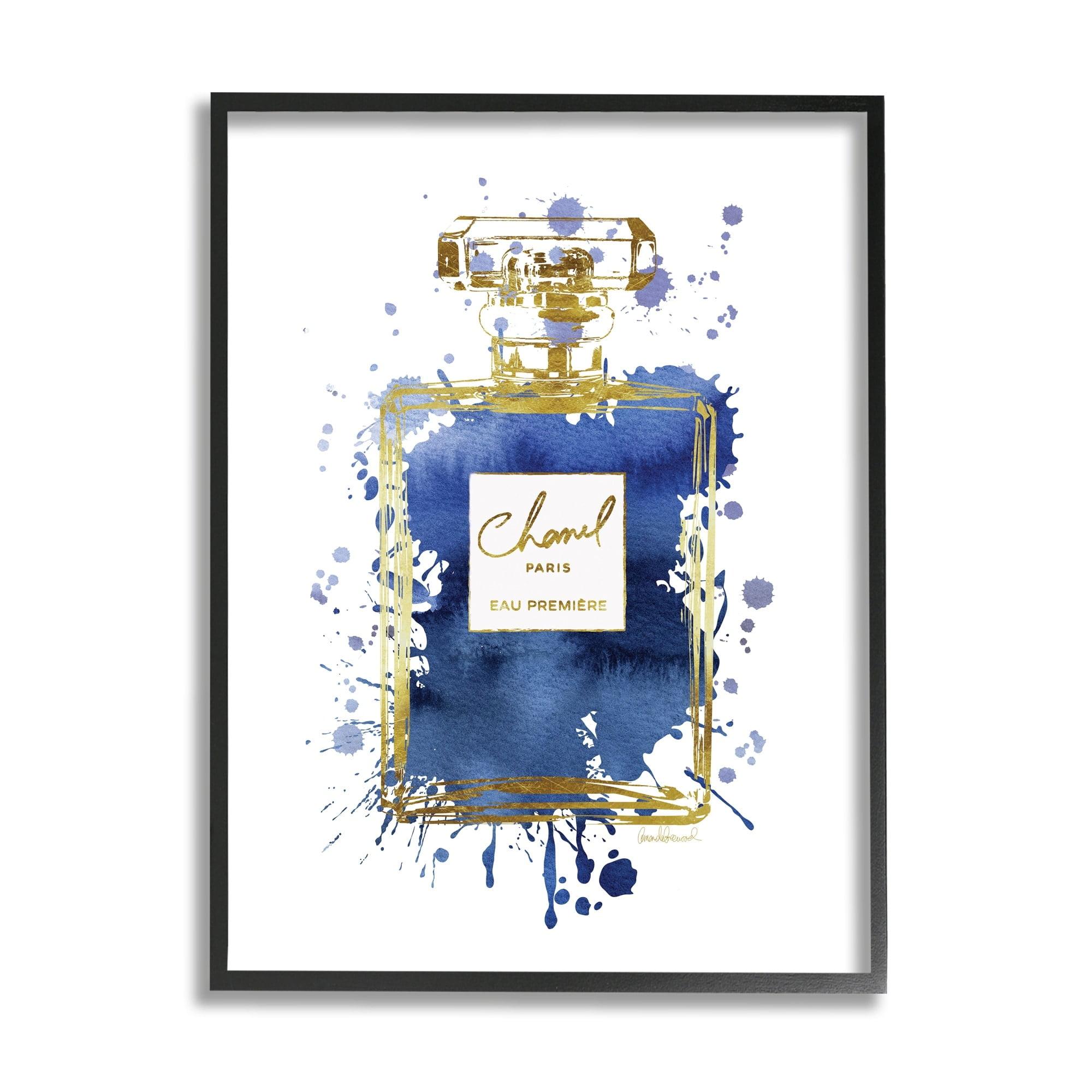 Stupell Industries " Blue Pop Splash Glam Fragrance Bottle " by Amanda Greenwood
