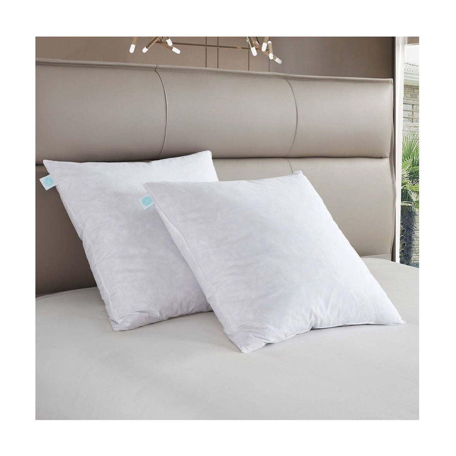 Euro 26x26 White Cotton Feather Firm Pillow Set