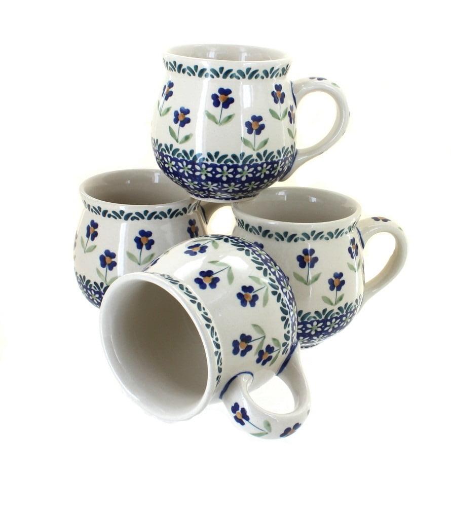 Blue Daisy Ceramic 9-Inch Bubble Mug Set