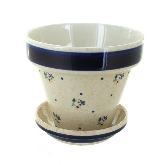 Blue Rose Polish Pottery Country Meadow Small Flower Pot
