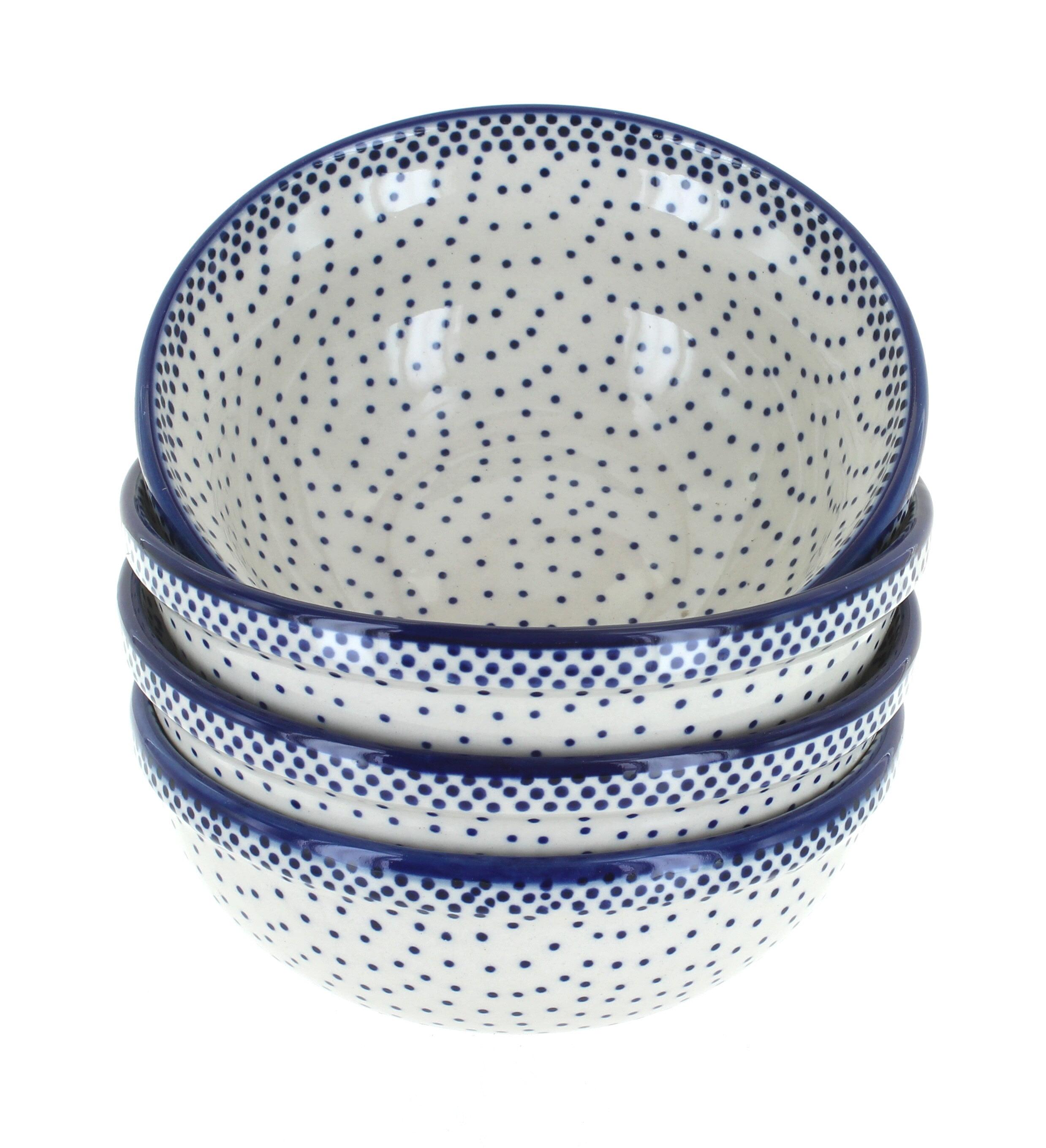 Blue Rose Polish Pottery Small Dots 4 PC Dessert Bowl Set