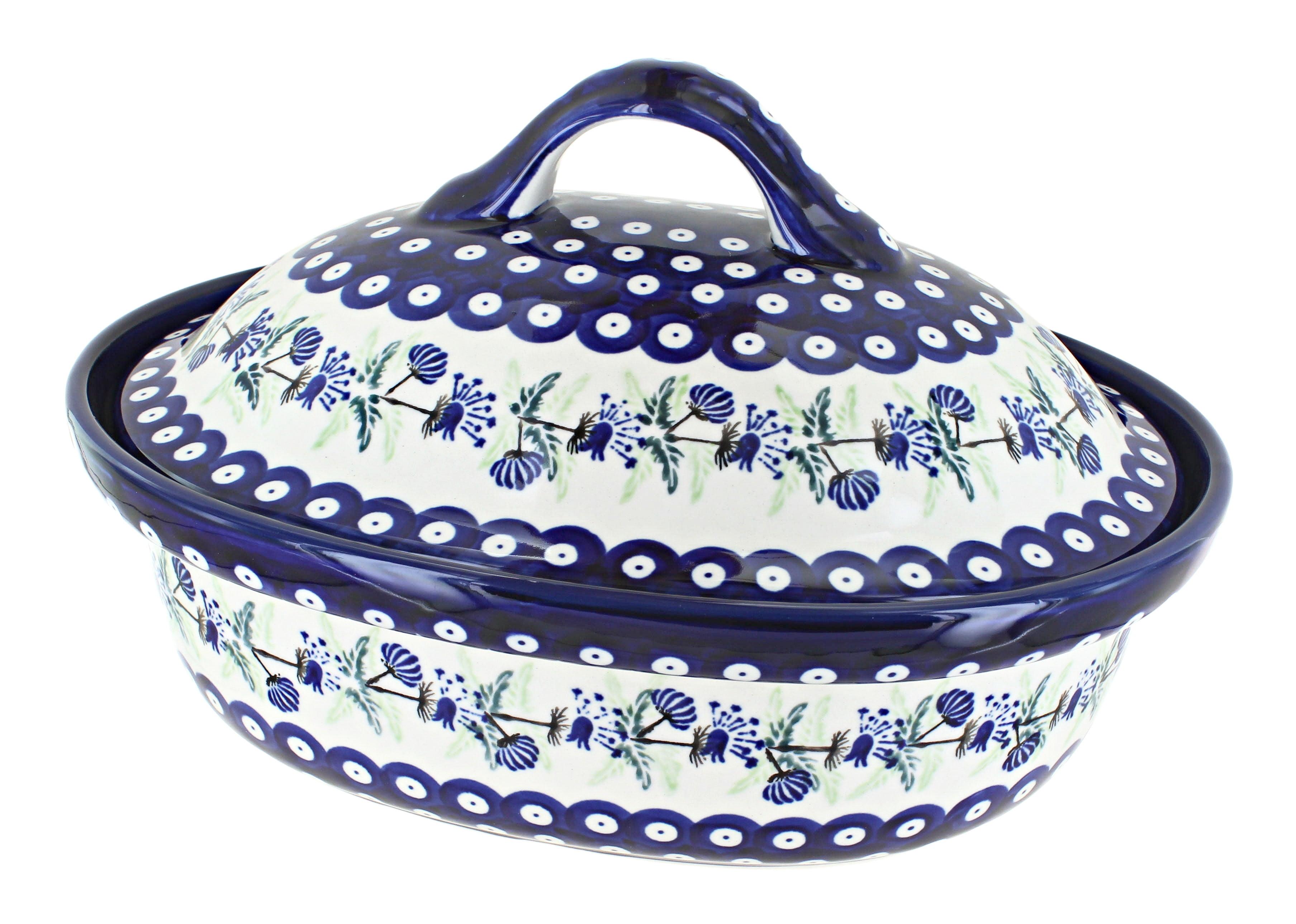 Blue Rose Polish Pottery Sweet Annie Roaster with Lid