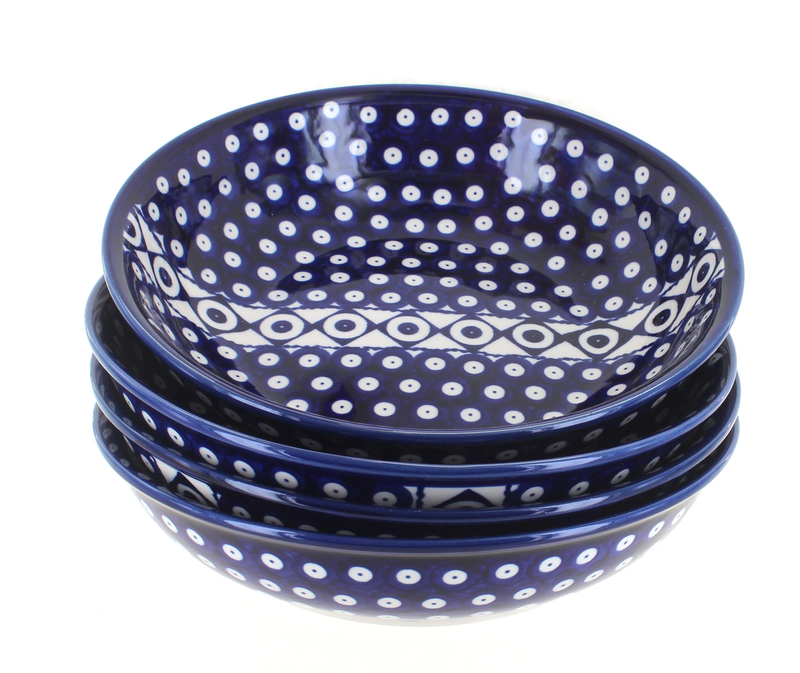 Xena Blue and White Ceramic Salad Bowl Set