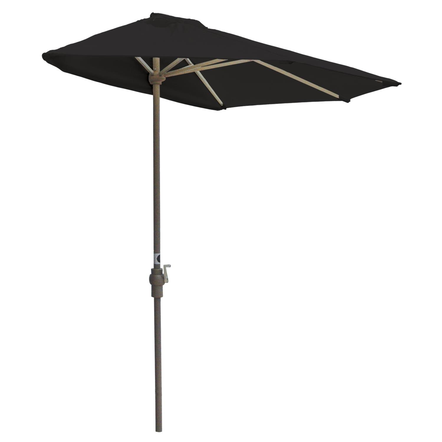 Blue Star OFF-THE-WALL BRELLA Sunbrella Half Umbrella, 9'-Width, Black Canopy
