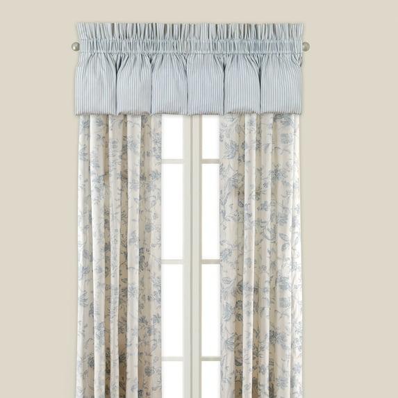 Blue Toile Floral Cotton Window Curtain Drapery Single Panel Décor Decoration