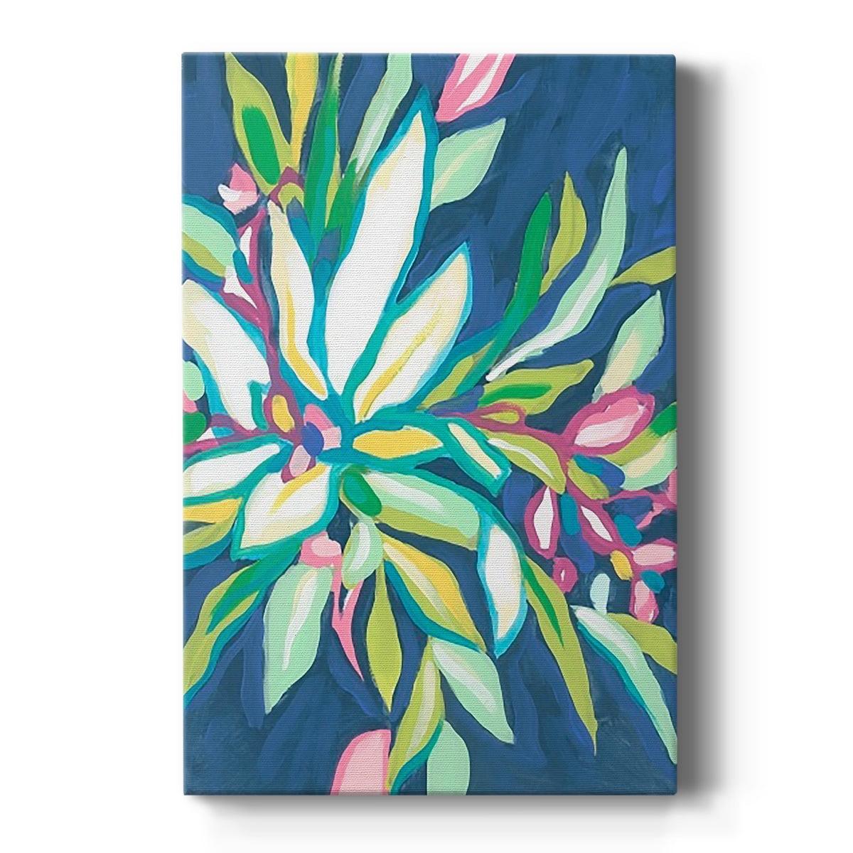 Blue and Green Tropical Frond Canvas Art 24x36