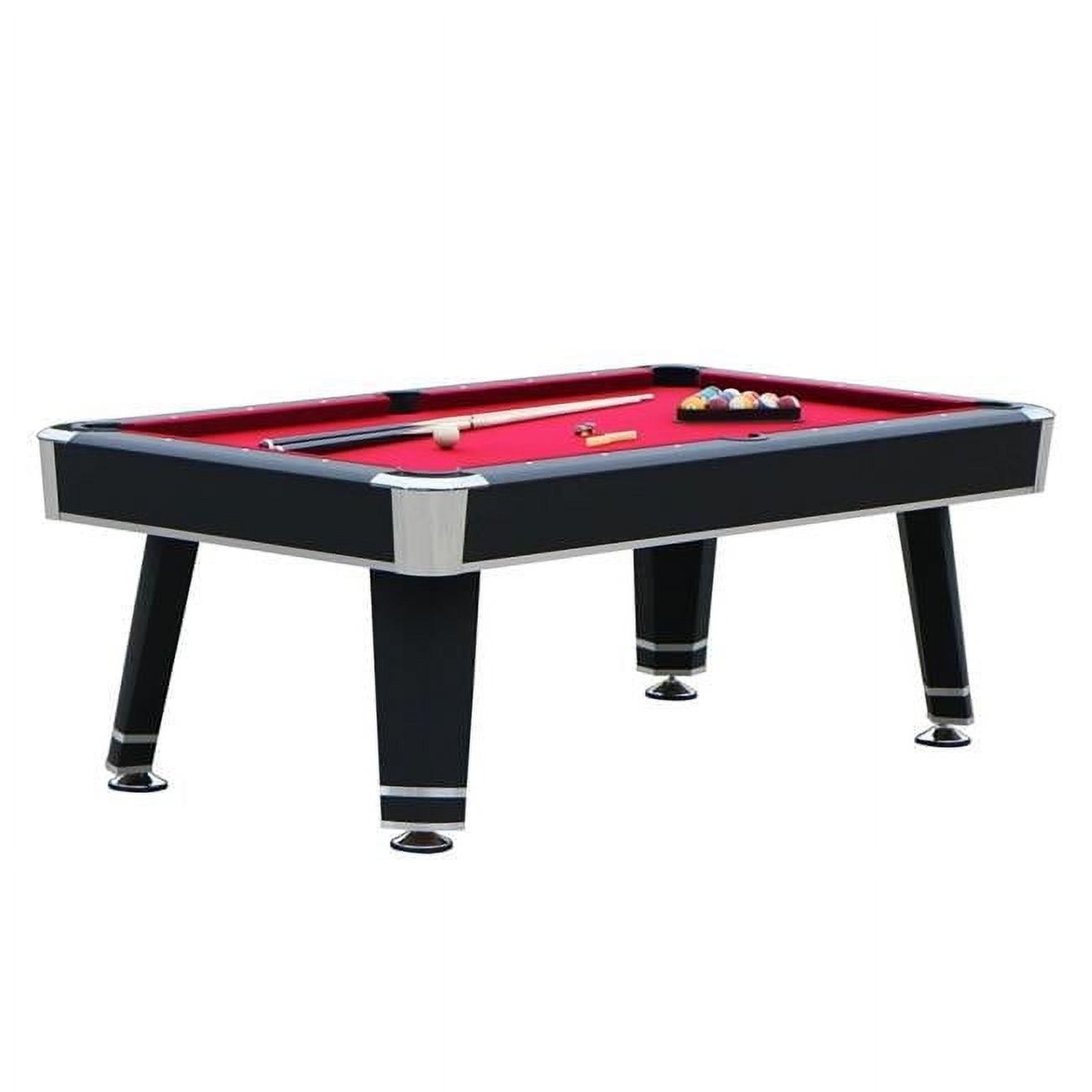 Hathaway Games Hathaway Jupiter 7 Ft Heavy Duty Pool Table – Includes Cue Sticks, Billiard Balls, Brush – Modern Look for Family Billiards Games Room – Red Felt with Black Finish