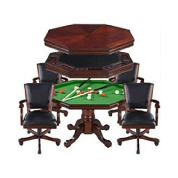 Blue Wave BG2366 Kingston Walnut 3-in-1 Poker Table with 4 Arm Chairs
