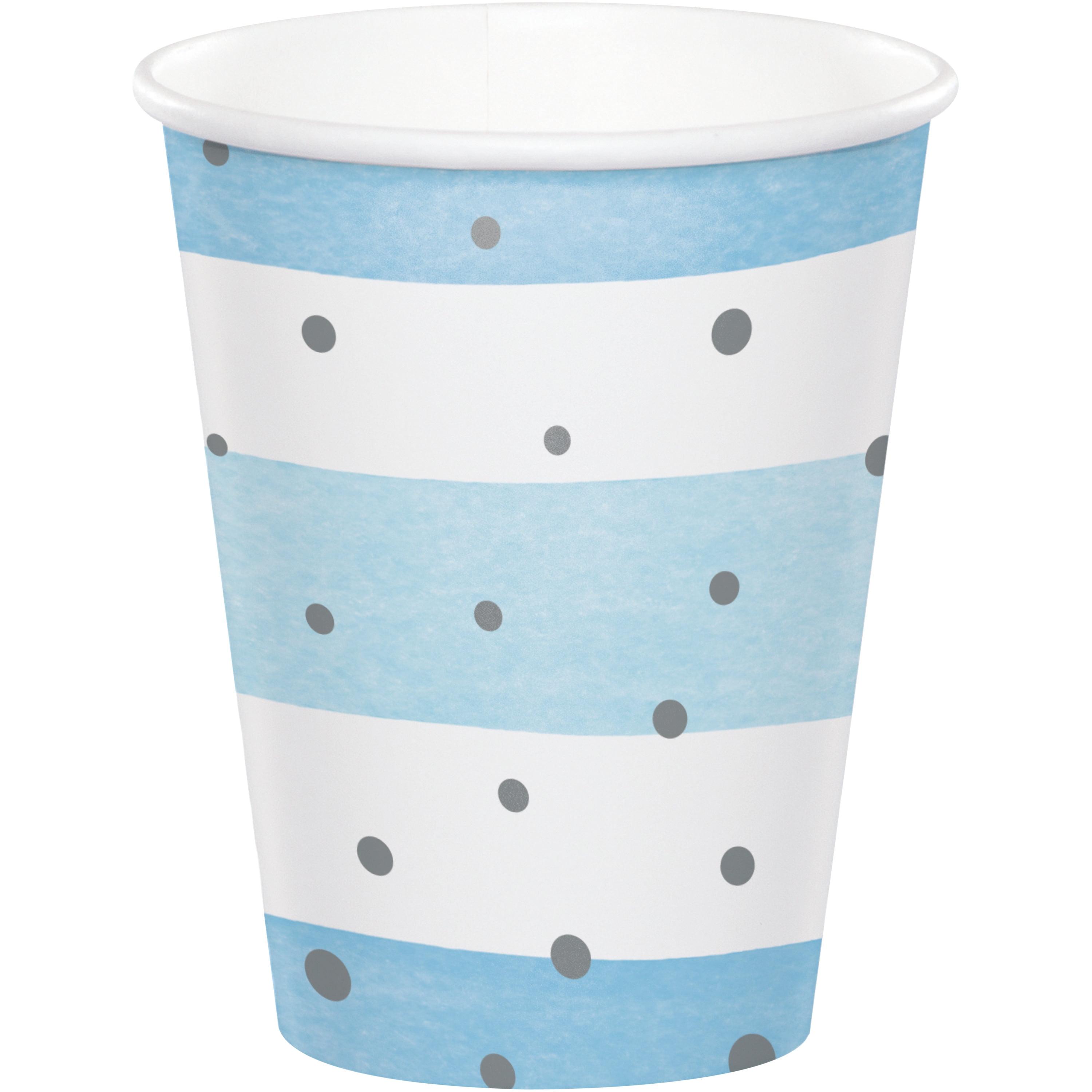 Blue and Silver Celebration Cups, 24 Count for 24 Guests