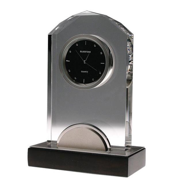 Elegant Crystal Table Clock with Black Wood Base