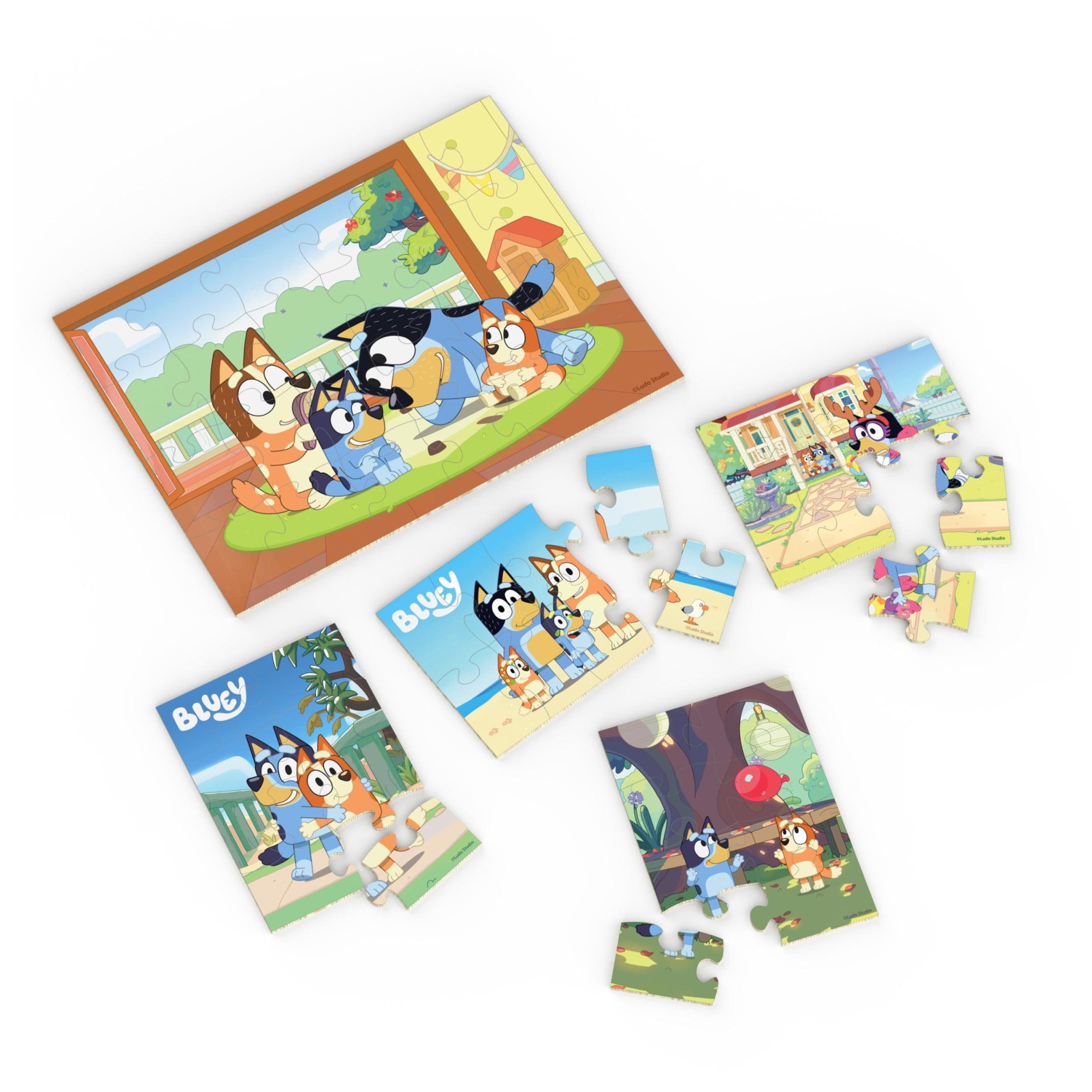 Bluey, 5 Wood Puzzles Jigsaw Bundle with Tray, for Kids Ages 3 and up