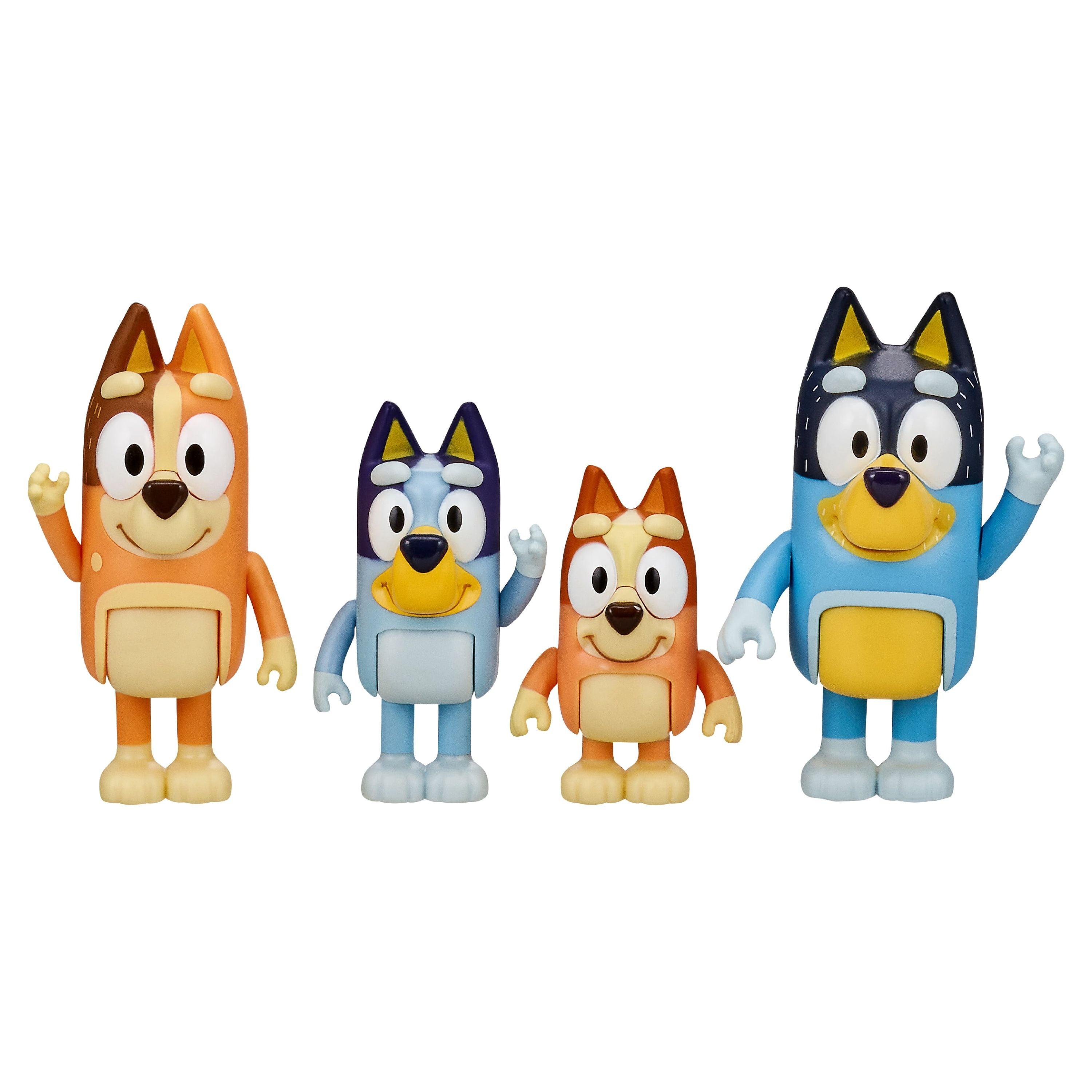 Bluey Family Figure 4-Pack, with Mum Dad Bingo Bluey, Ages 3+, Toddler Toys