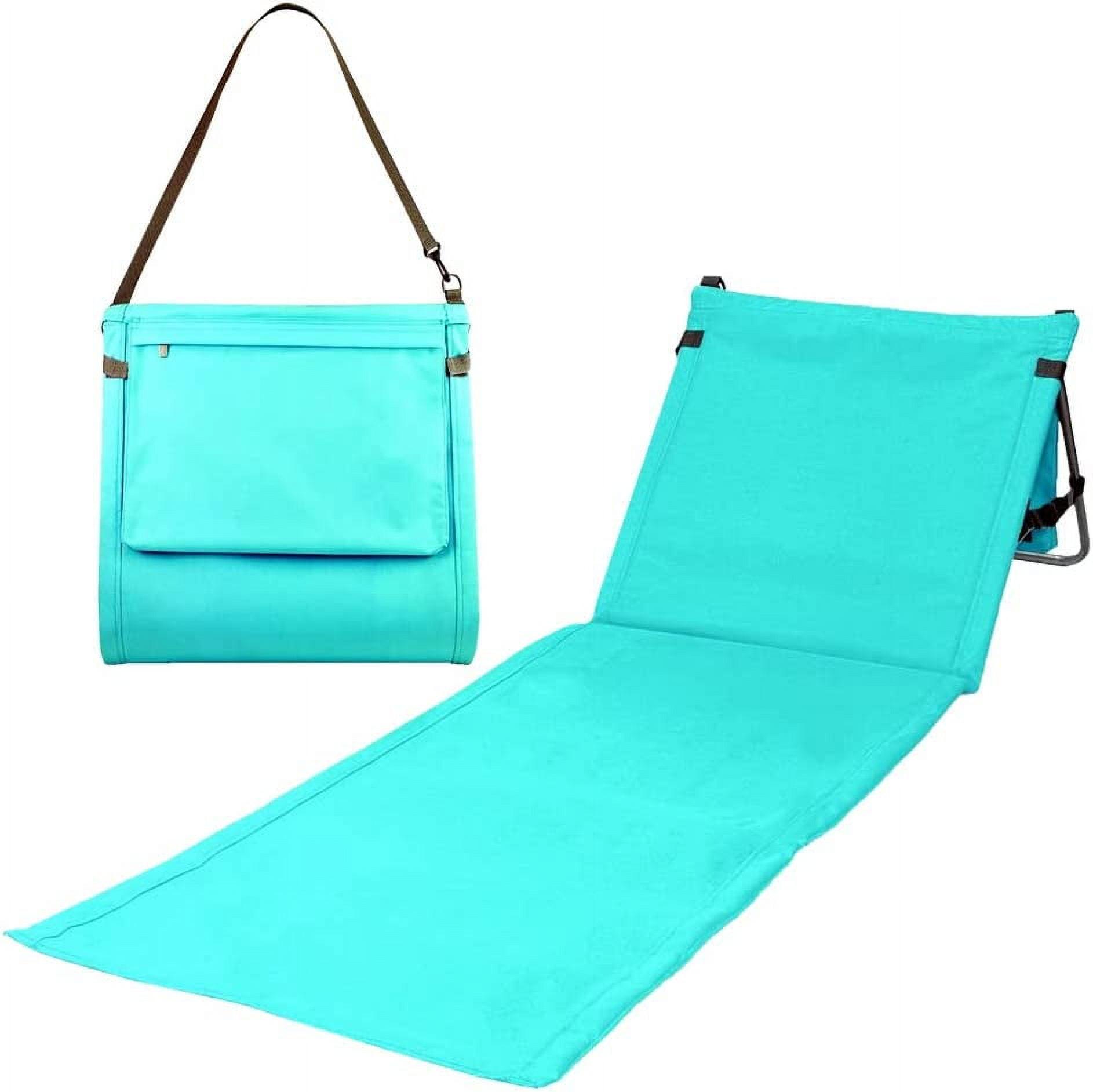 Blue Portable Beach Mat Lounge Chair with Tote