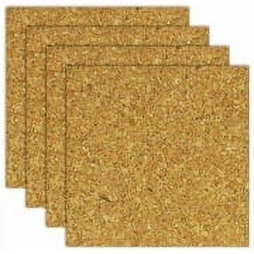 6" x 6" Natural Cork Tiles 4-Pack for Bulletin Boards