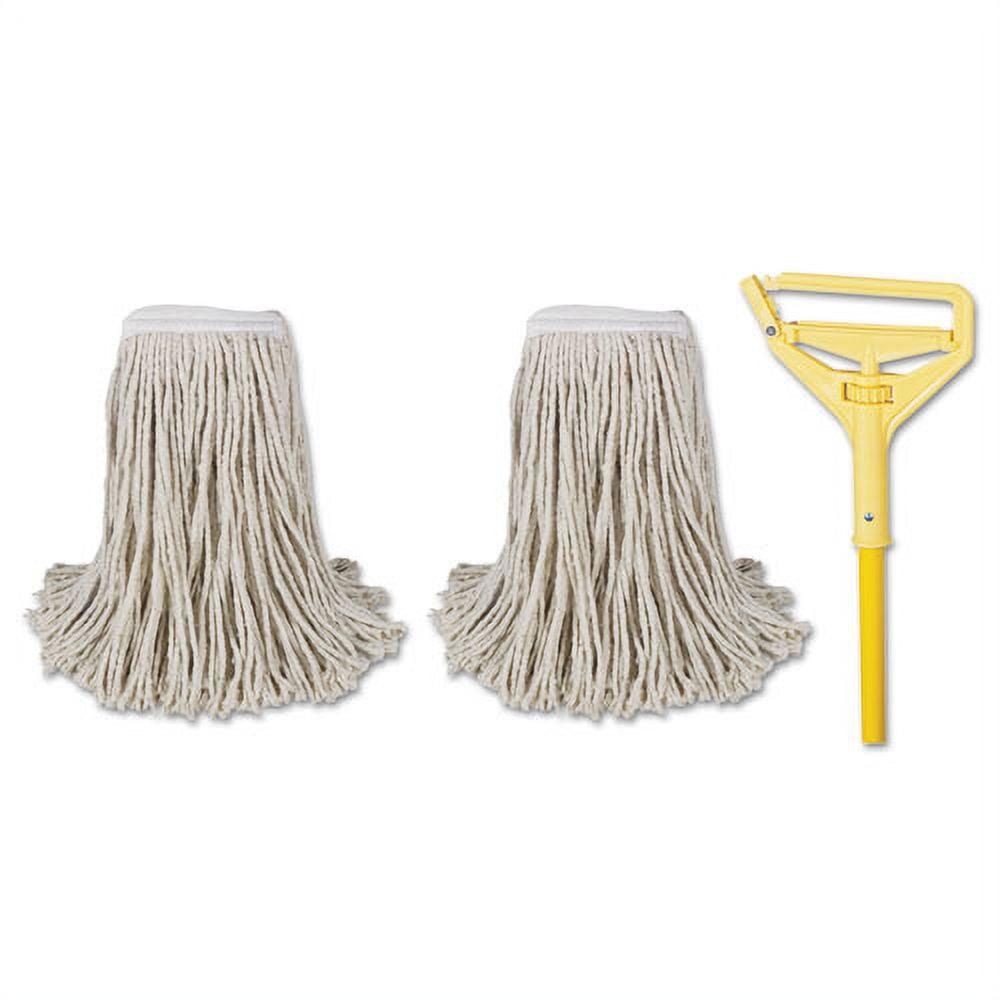 Boardwalk Natural Cotton Mop Kit with Yellow Plastic Handle