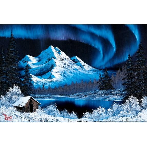 Bob Ross Northern Lights Art Print Bob Ross Poster Bob Ross Collection Bob Art Paintings Happy Accidents Bob Ross Print Decor Mountains Painting Wall Art Cool Wall Art Print Poster 18x12
