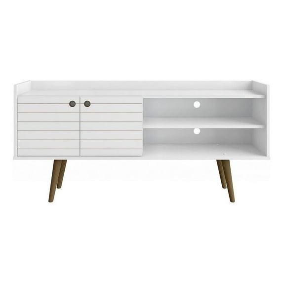 Bogart Mid Century Modern TV Stand for TVs up to 50'': Media Stand with Open Shelves & Cable Management - Manhattan Comfort