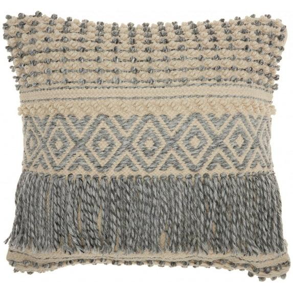 Bohemian Blue Macrame Throw Pillow