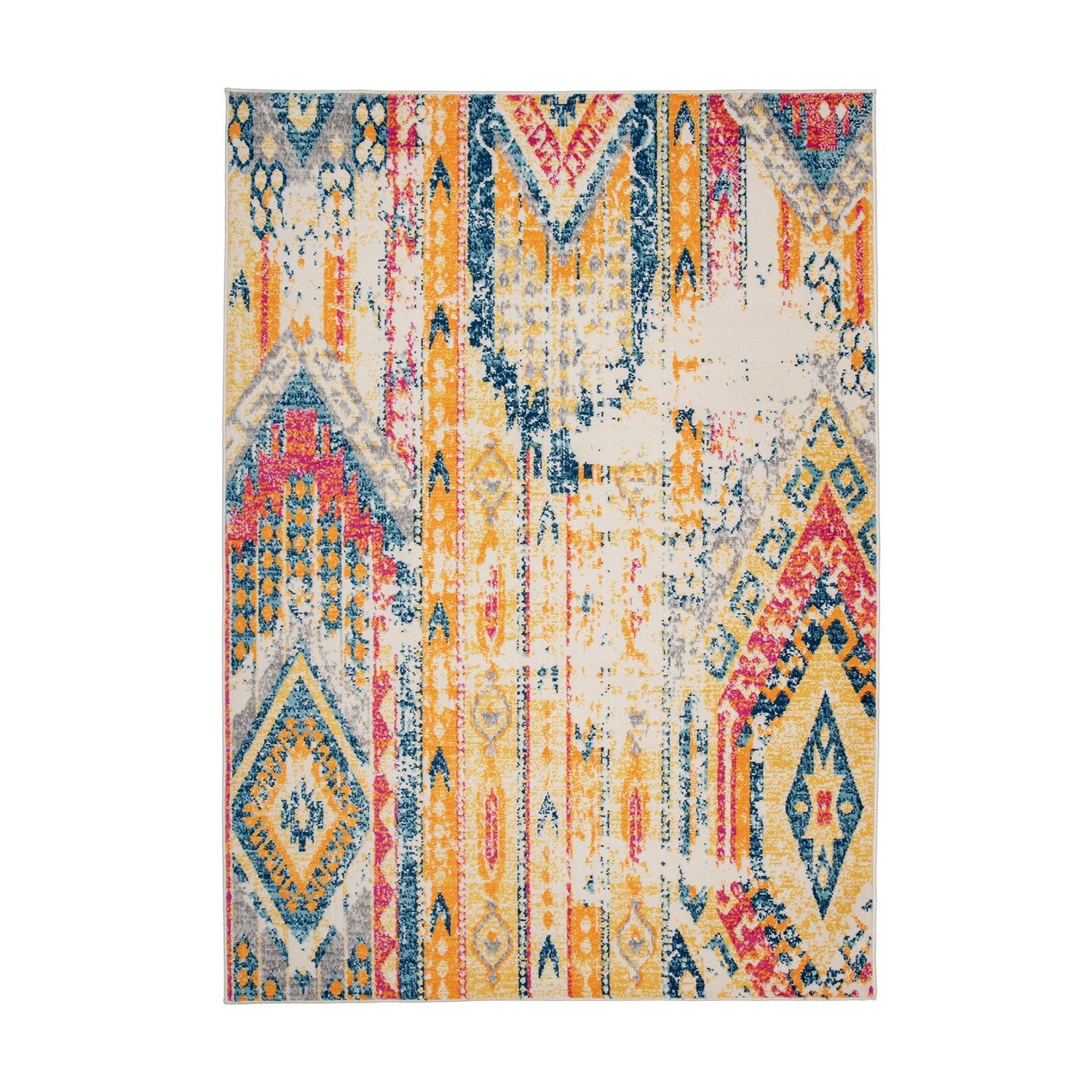 Bohemian Geometric Easy-Care Multicolor 5' x 7' Area Rug