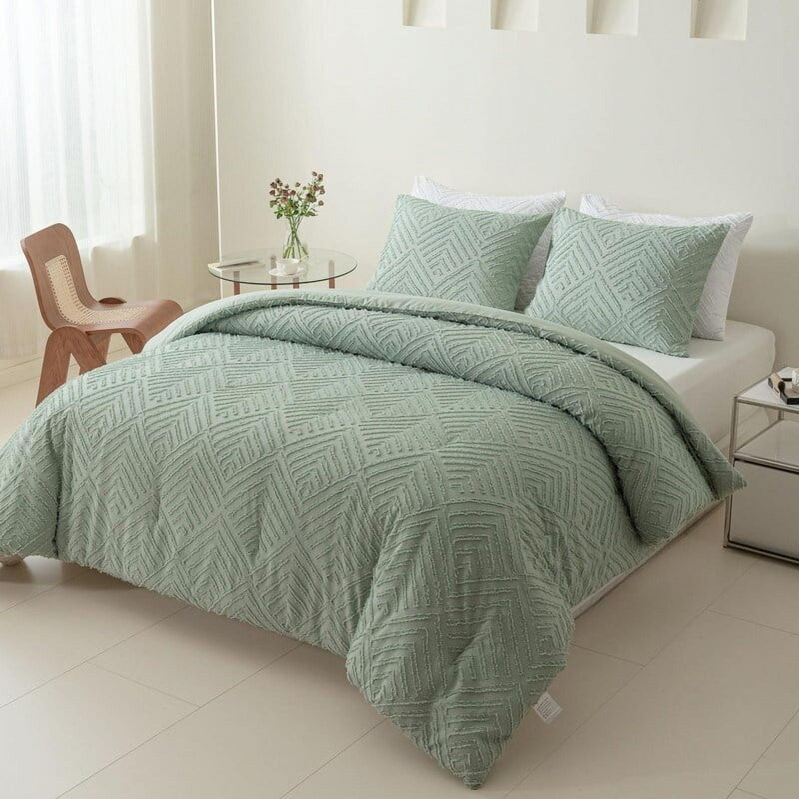 Sage Green Reversible Microfiber Queen Comforter Set