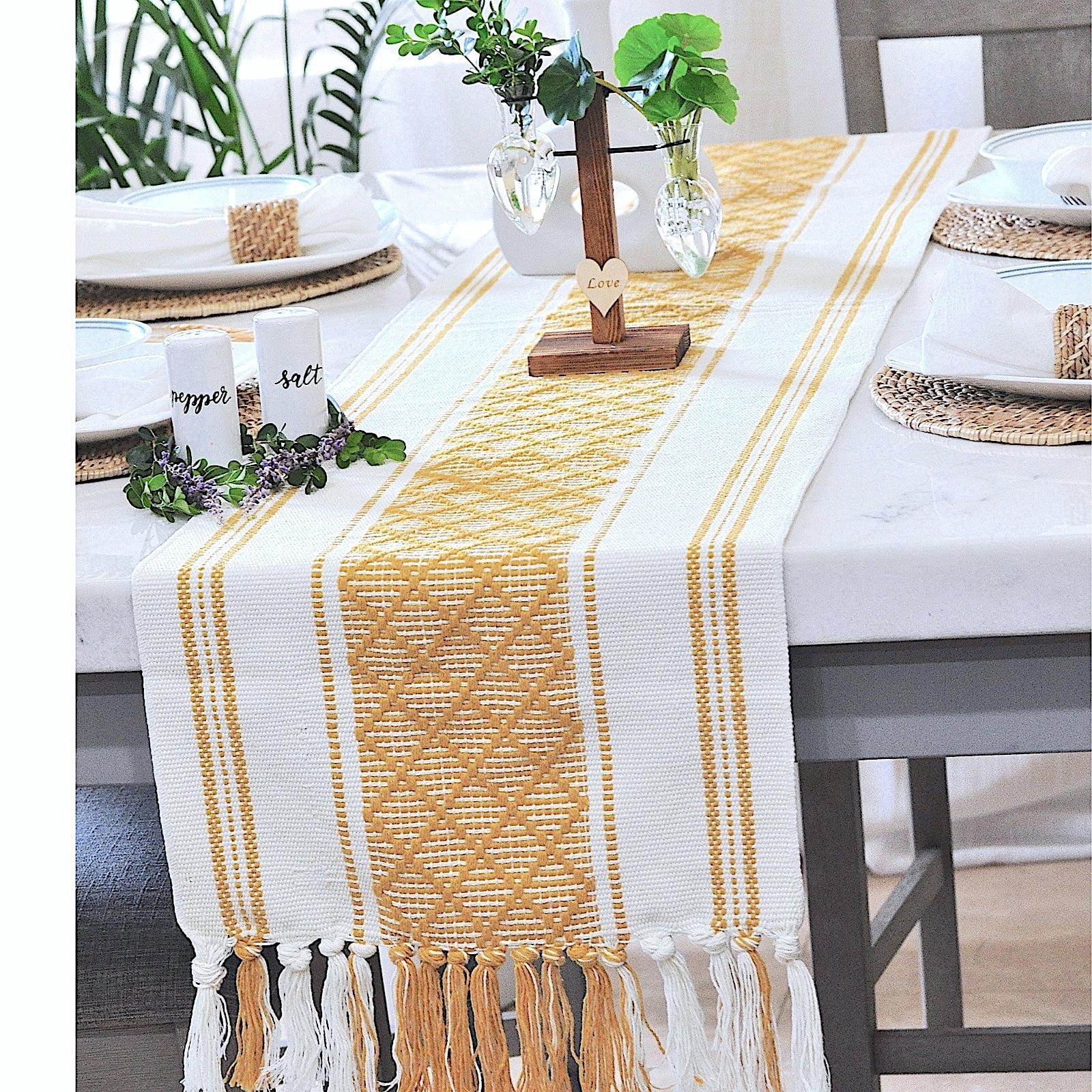 Oveesha Boho Cotton Woven Table Runner With Tassels