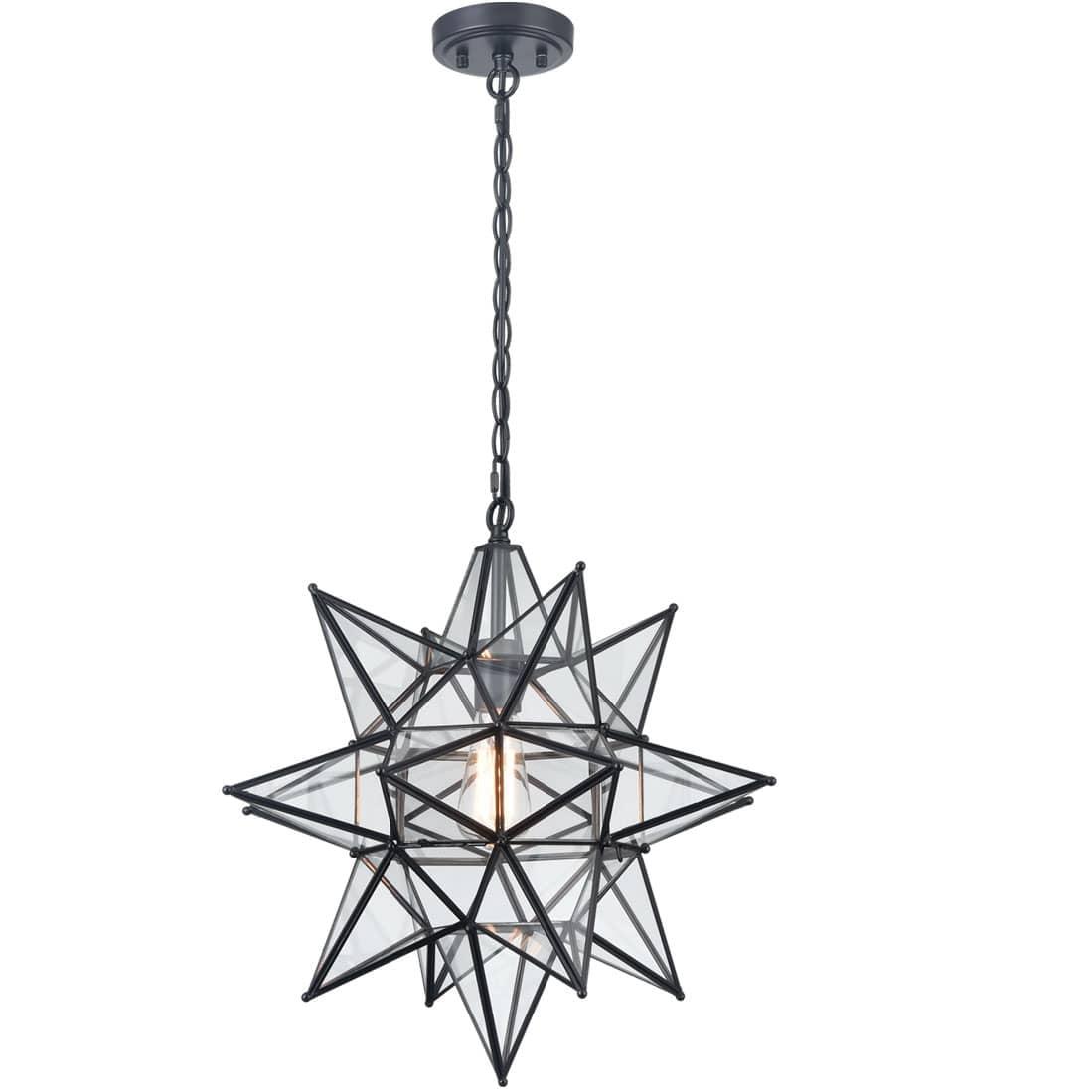 Casablanca Modern Boho Moravian Star Pendant Light 20 Inch Large Black Hanging Light