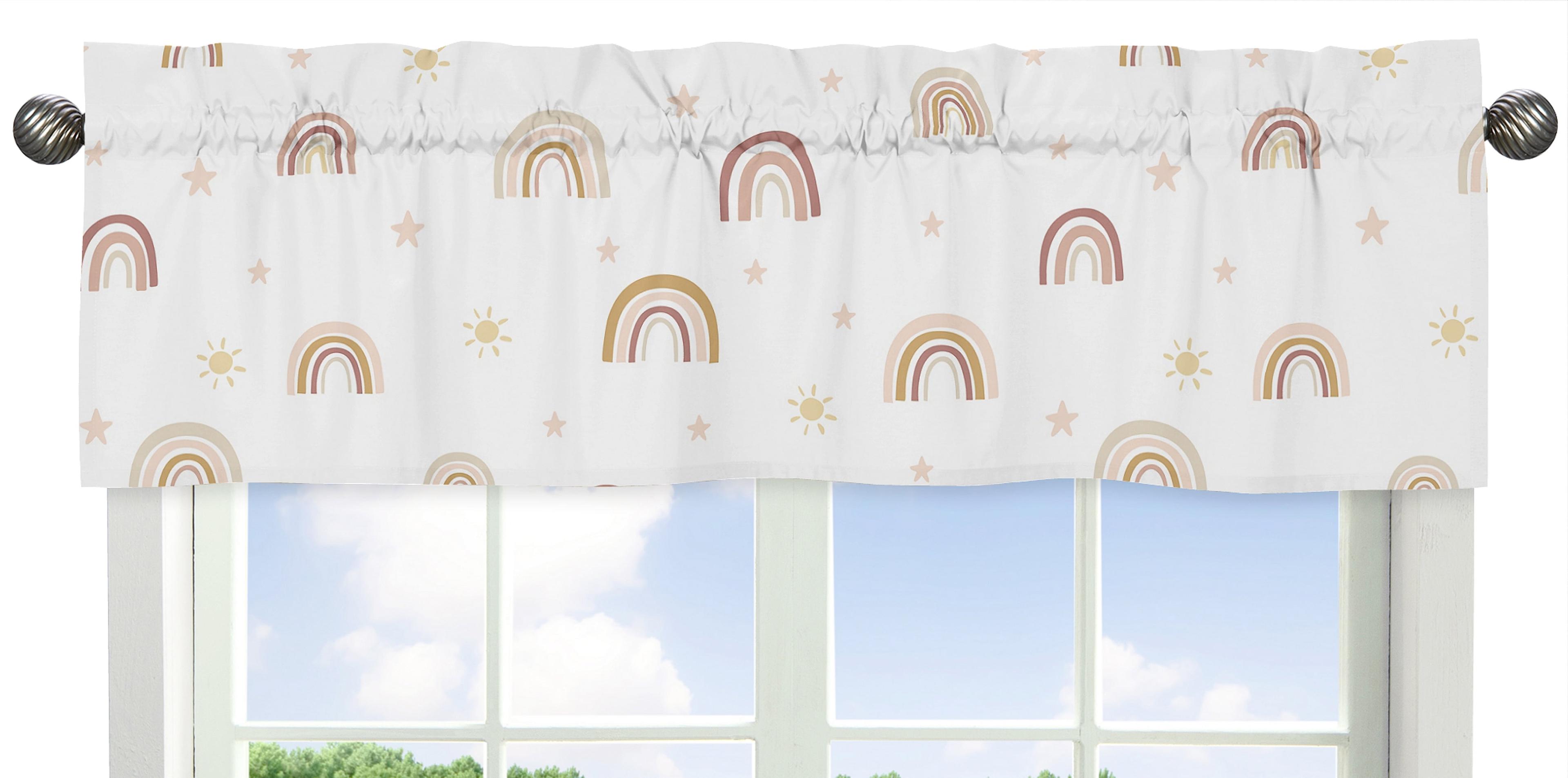 Boho Rainbow Blush Pink and Beige Rod Pocket Valance