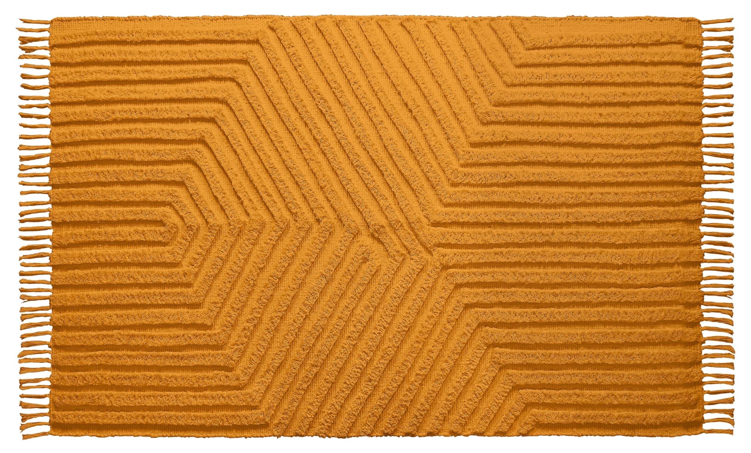 Boho Rugs for Living Room 4x6, Farmhouse Cotton Area Rug for Bedroom, Washable Tufted Indoor Floor Carpet for Kitchen Dorm Office Dining Room Office H