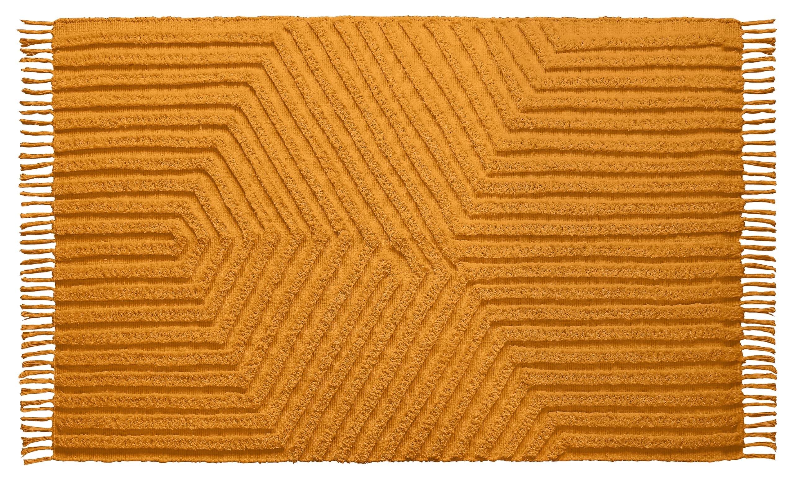 Boho Rugs for Living Room 4x6, Farmhouse Cotton Area Rug for Bedroom, Washable Tufted Indoor Floor Carpet for Kitchen Dorm Office Dining Room Office H