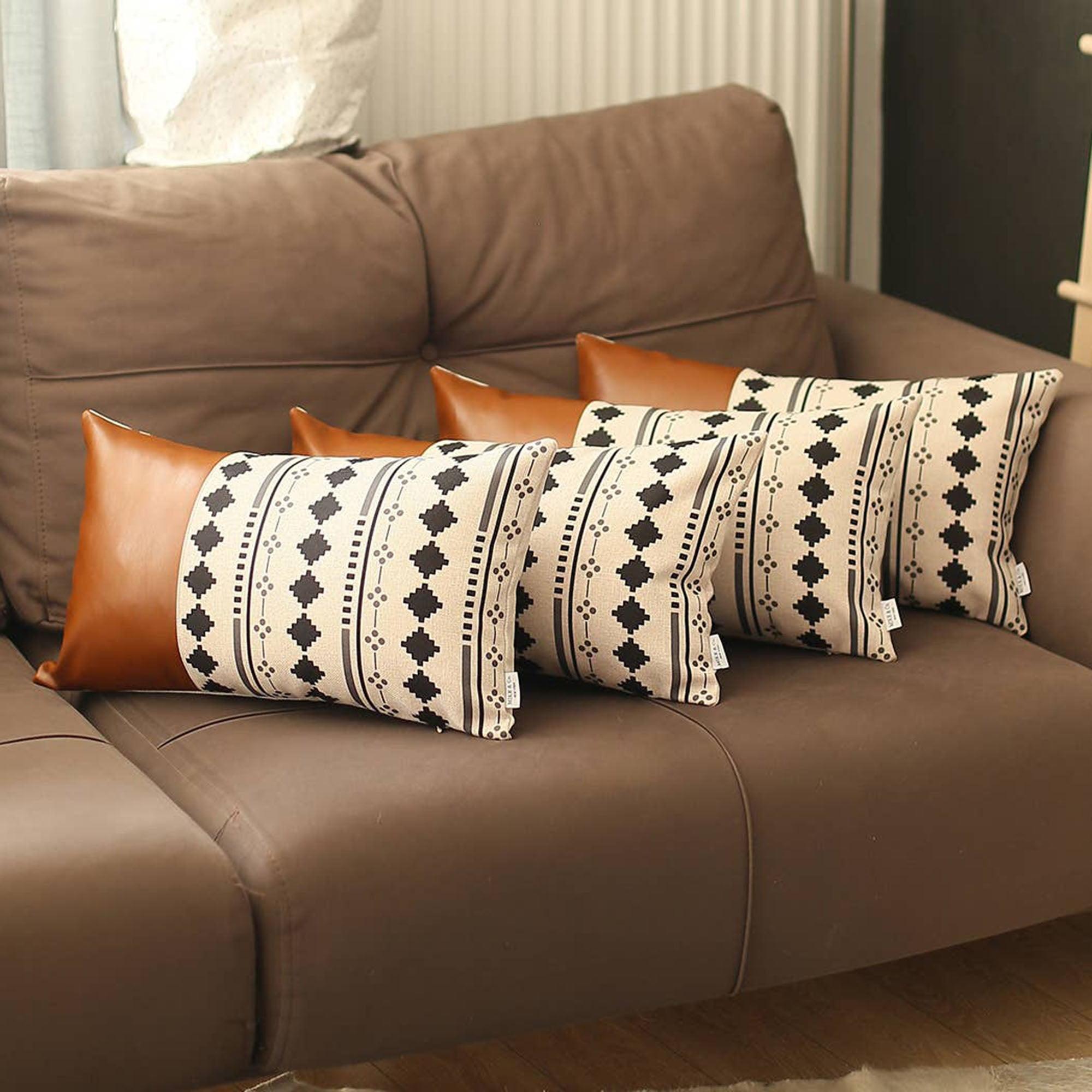 Apolena Geometric Faux Leather Pillow Cover (Set of 4)