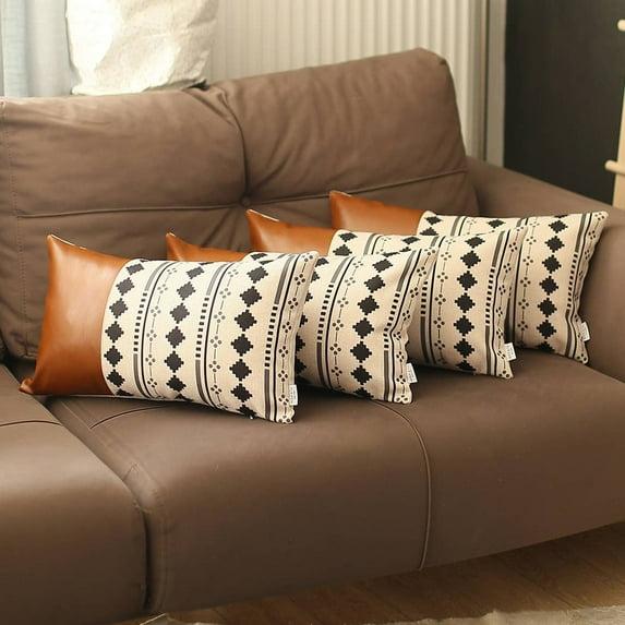 Apolena Geometric Faux Leather Pillow Cover (Set of 4)