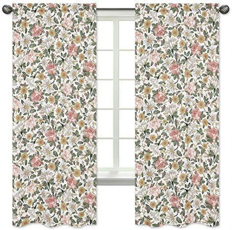 Vintage Floral Semi-Sheer Rod Pocket Curtain Panels (Set of 2)