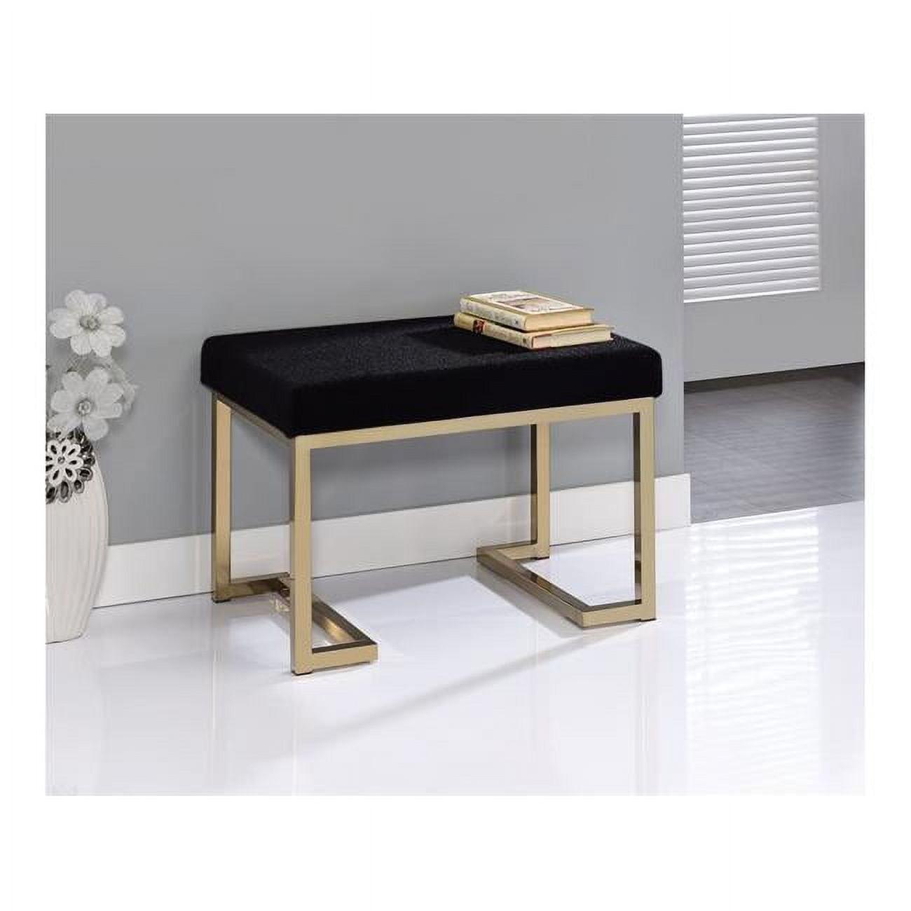 Champagne Gold & Black Fabric Padded Footstool