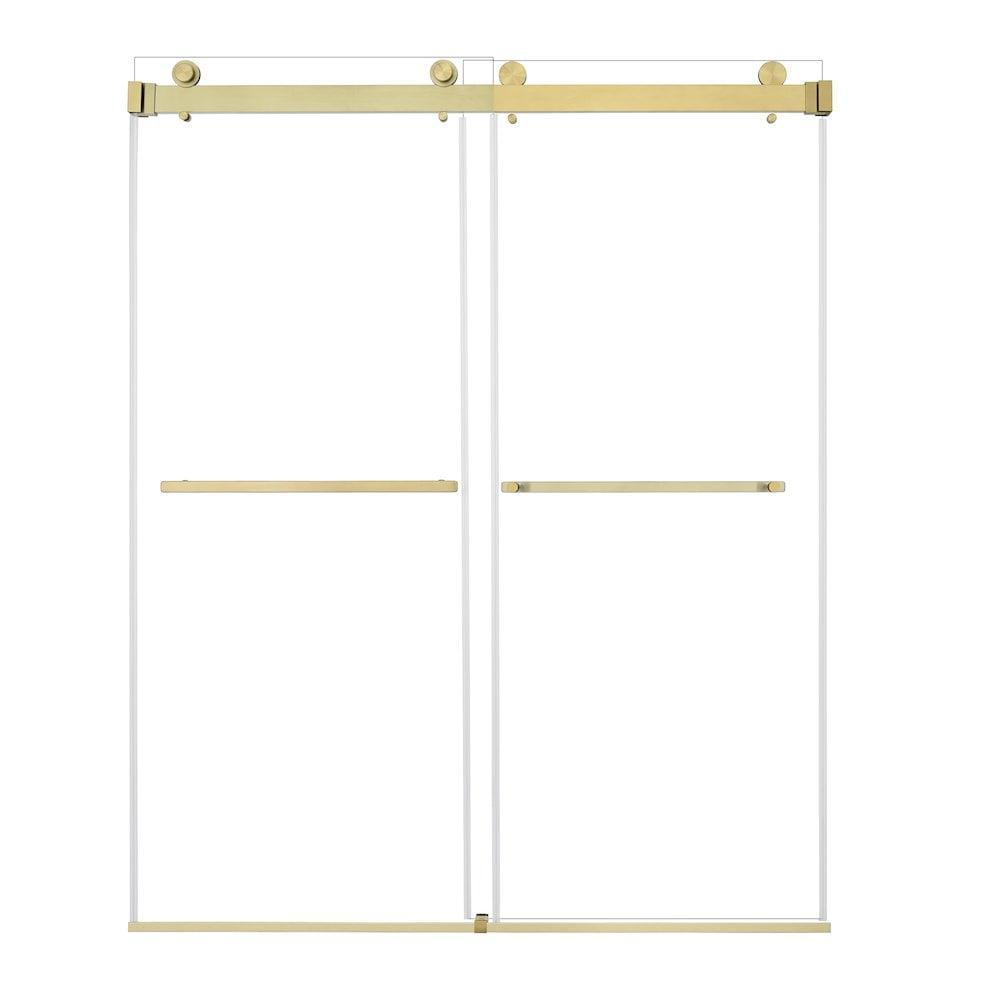 Bolani 60" W x 76" H By Pass Frameless Exposed Roller Shower Door with Clear Glass