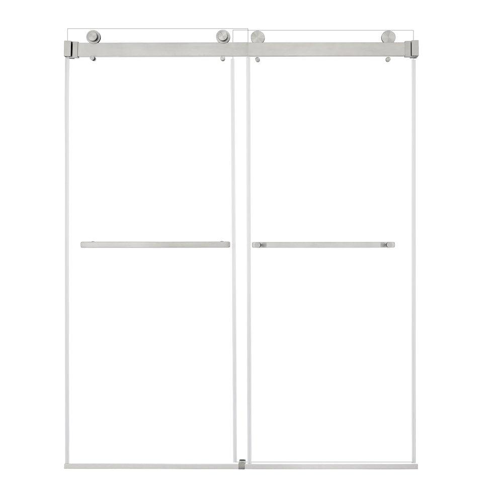 Bolani 60" W x 76" H By Pass Frameless Exposed Roller Shower Door with Clear Glass