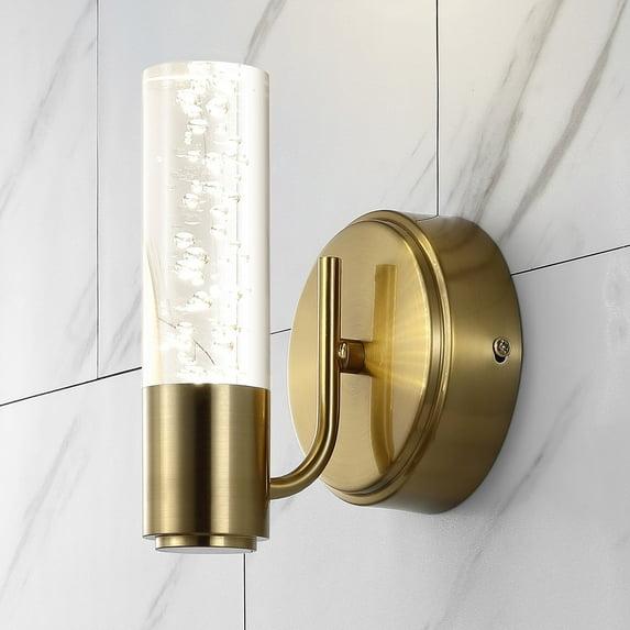 Bolha 5.5" 1-Light Minimalist Modern Bubble Acrylic/Iron Integrated LED Vanity Light, Brass Gold