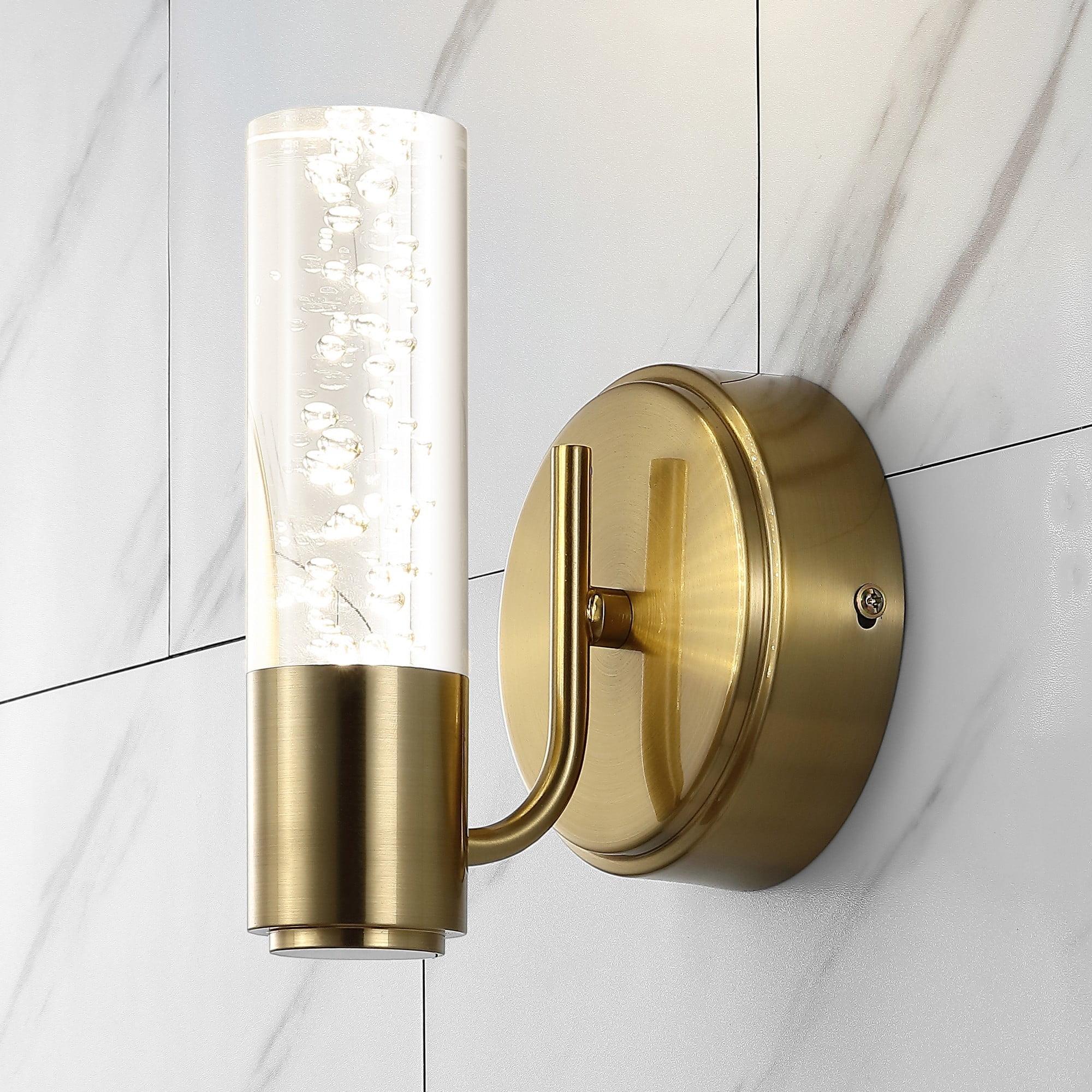 Bolha 5.5" 1-Light Minimalist Modern Bubble Acrylic/Iron Integrated LED Vanity Light, Brass Gold